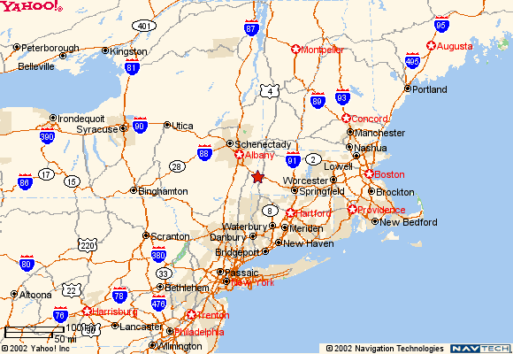 map of the berkshires on the east coast of the USA
